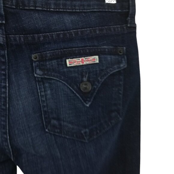 Hudson Low Rise Flare Leg Stretch Dark Wash Jeans Size 27 Flap Pockets Flared - Picture 8 of 11